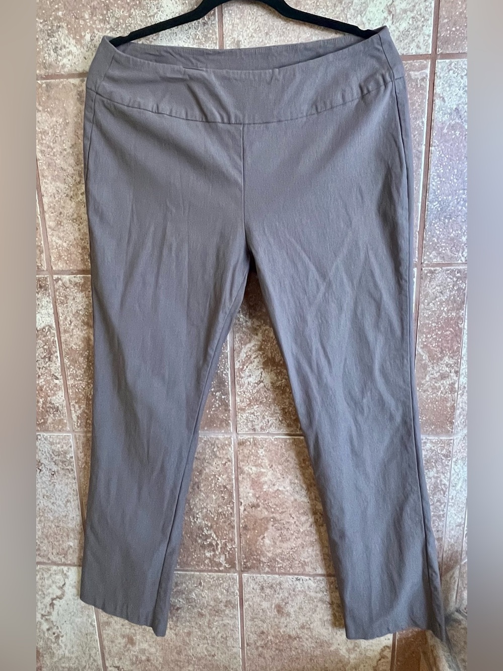 Lulu-B Women's Stretch Pull On Straight-Leg Pants - Taupe - Size 14